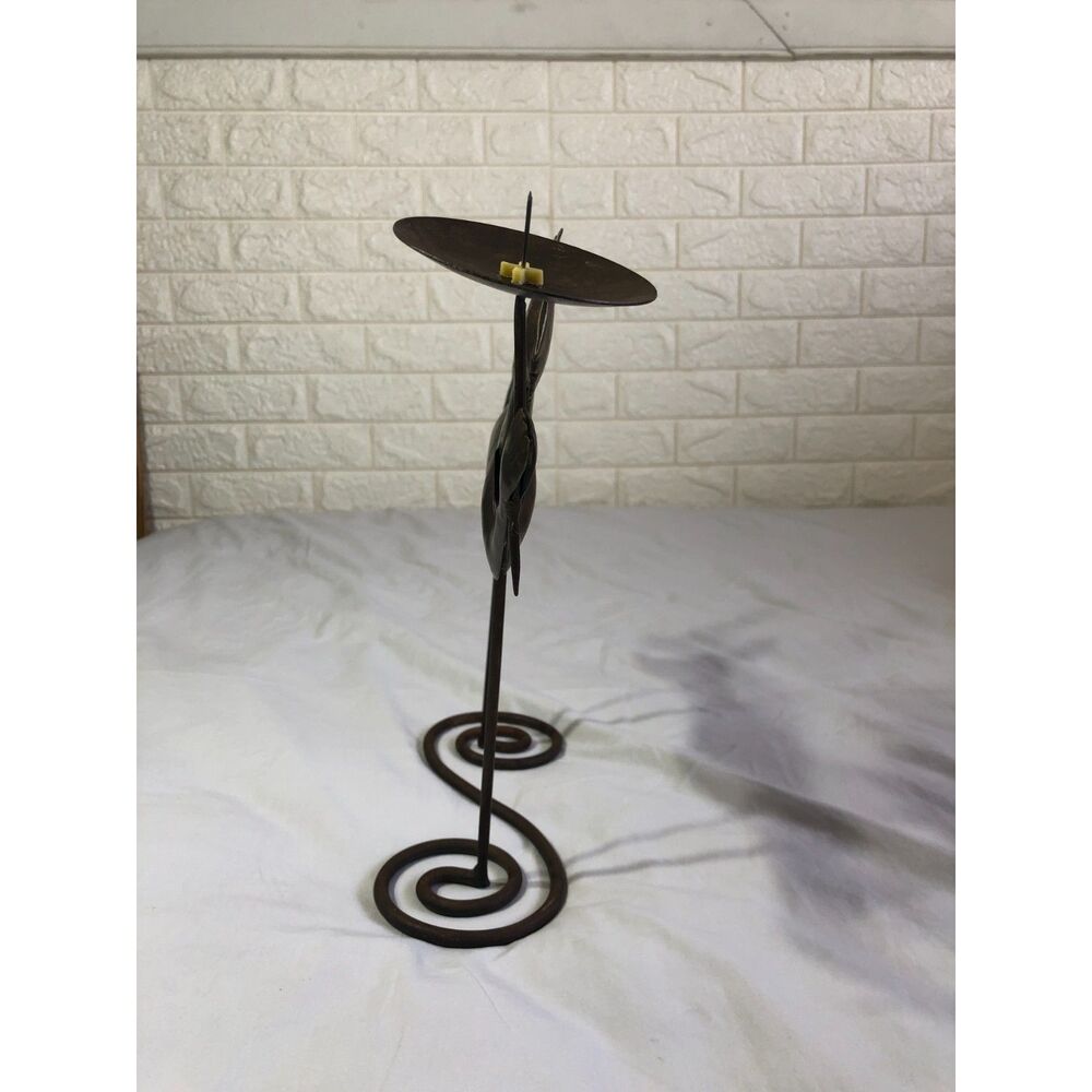 VtgY2K Metal Mermaid Candle Holder 16" Verdigris Patina Nautical Folk Art Statue - Picture 6 of 9